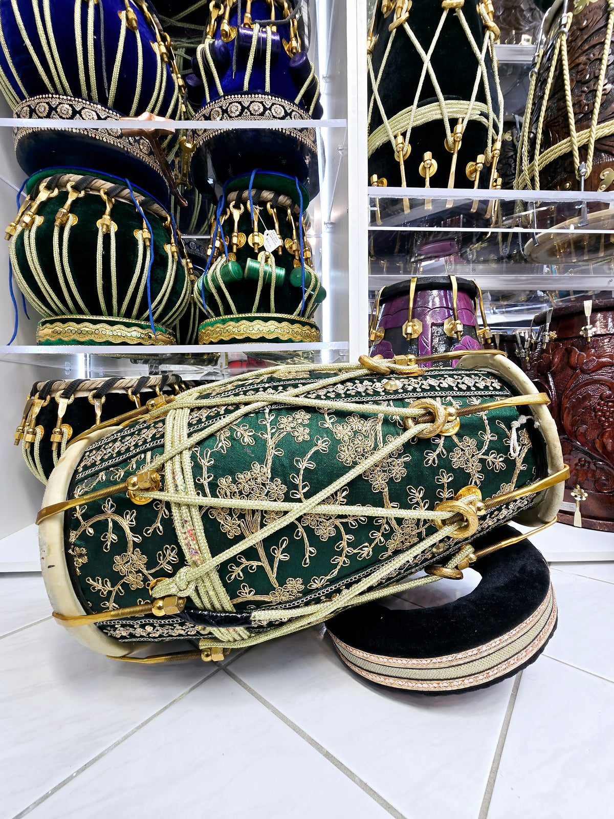 Regal Emerald Sheesham Dholak – Gold-Brass Edition (Minor Cosmetic Defects) (D#/E)