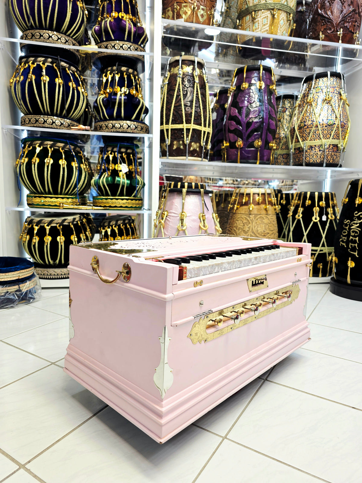 Rosé Aura – Custom Matte Pink 5-Scale Changer Harmonium - Sangeet Store