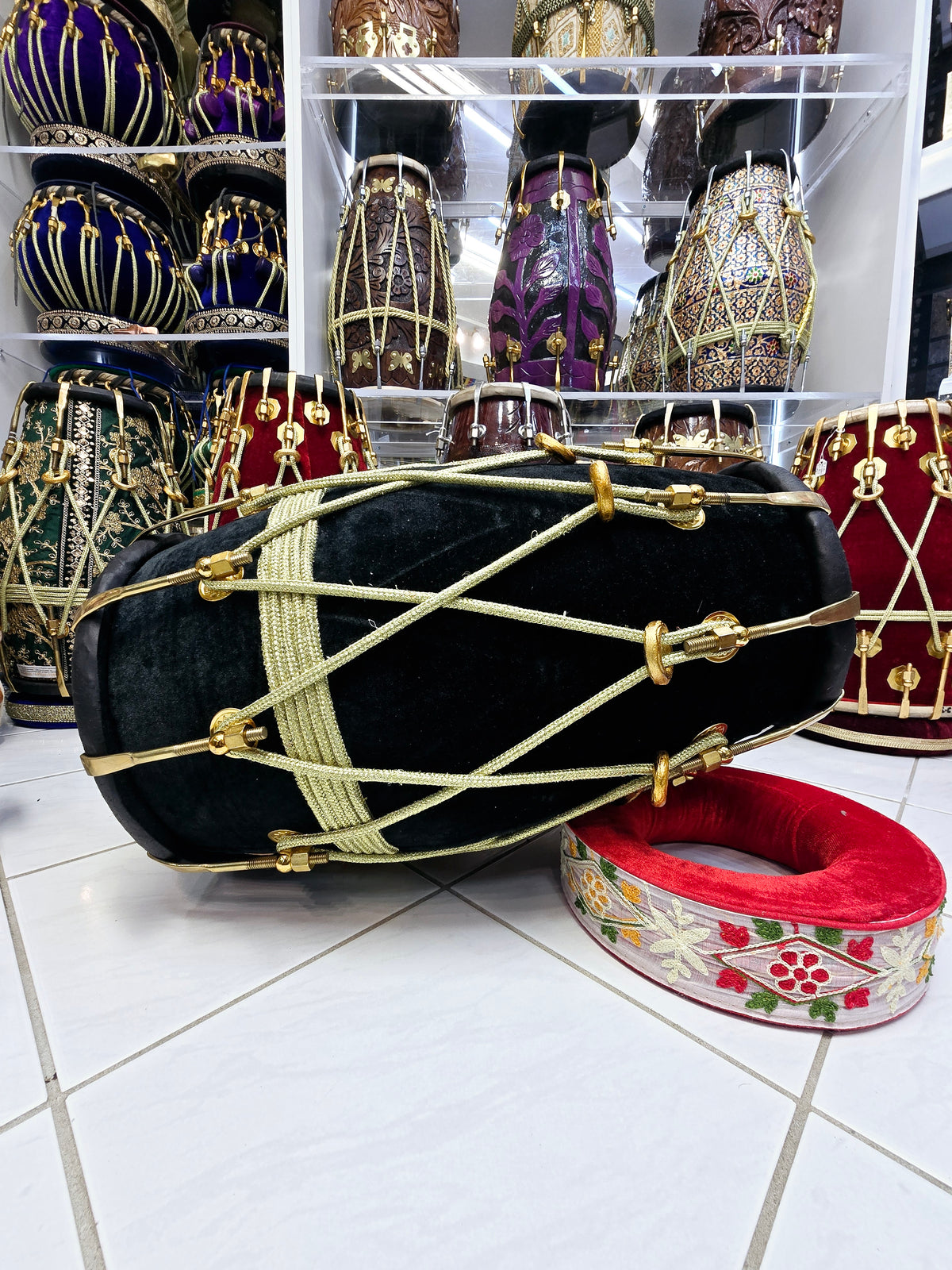 Nocturnal Harmony™ Velvet-Wrapped Lightweight Sheesham Dholak