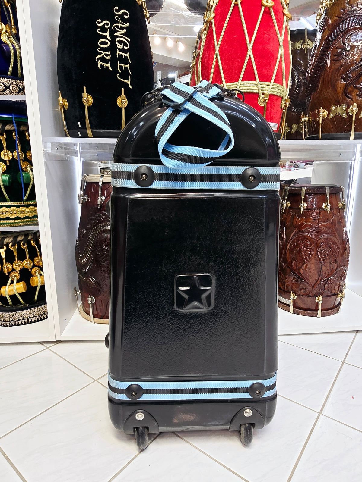 Midnight Aegis Standard Tabla Case – Single Lock, Reinforced Handles & Padded Interior *Minor Cosmetic Defects* - Sangeet Store