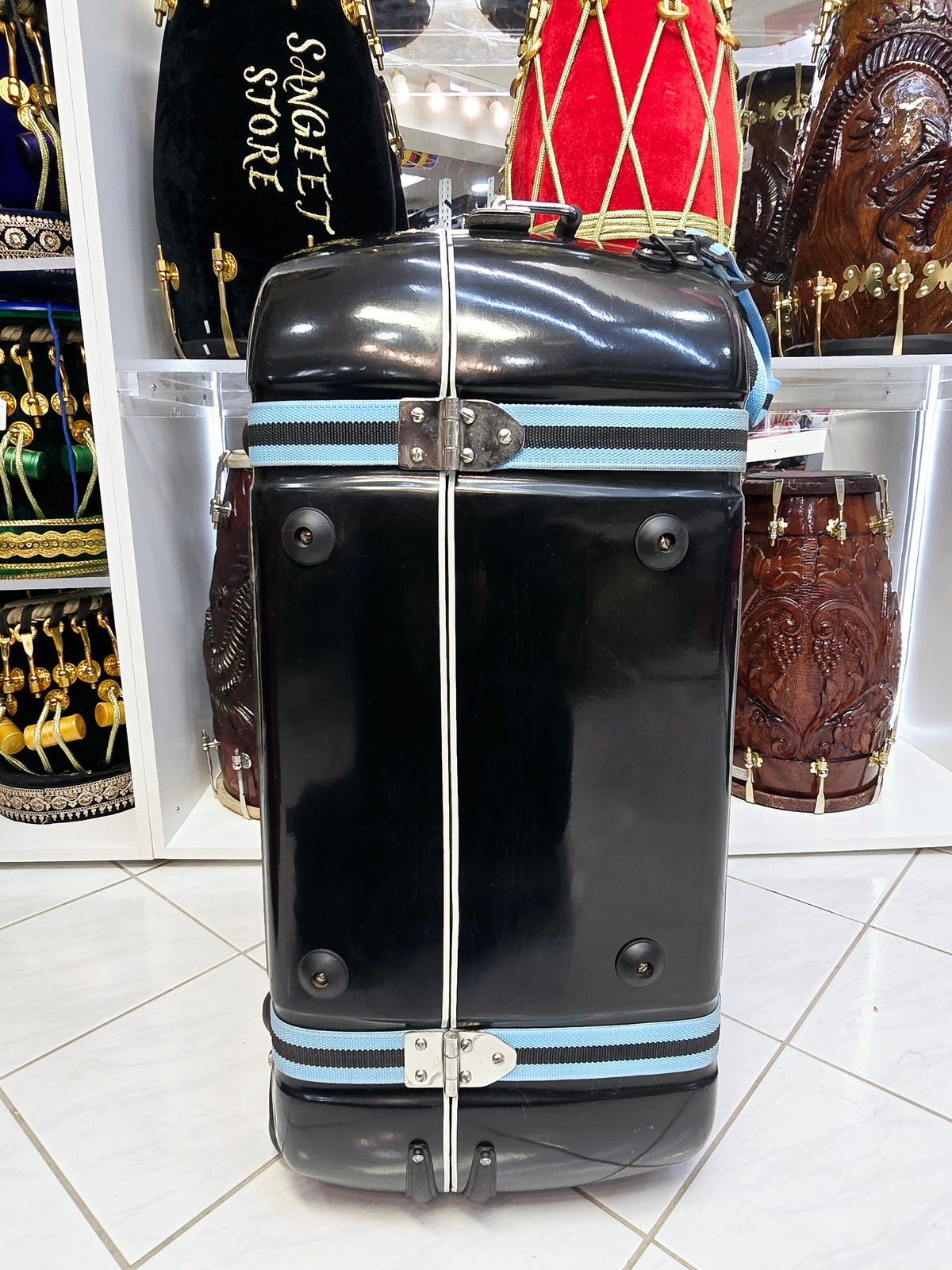 Midnight Aegis Standard Tabla Case – Single Lock, Reinforced Handles & Padded Interior *Minor Cosmetic Defects* - Sangeet Store