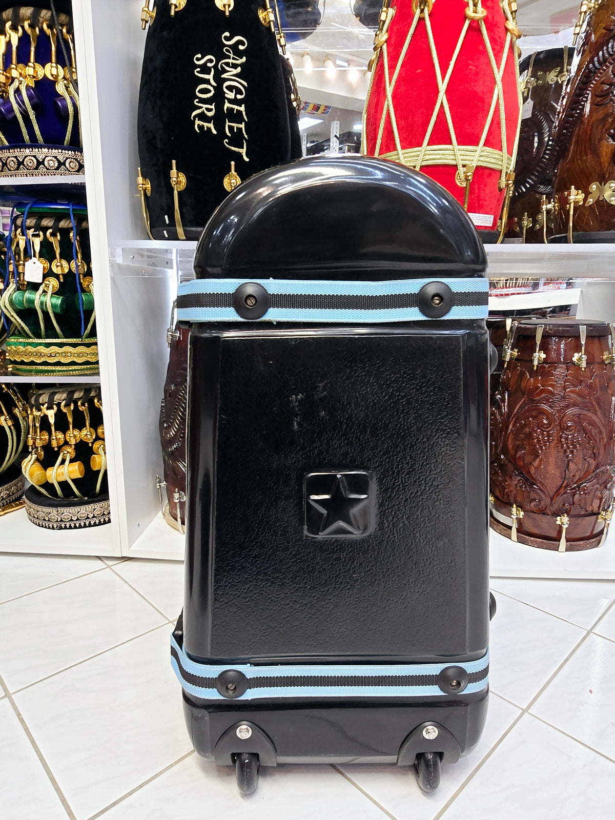 Midnight Aegis Standard Tabla Case – Single Lock, Reinforced Handles & Padded Interior *Minor Cosmetic Defects* - Sangeet Store