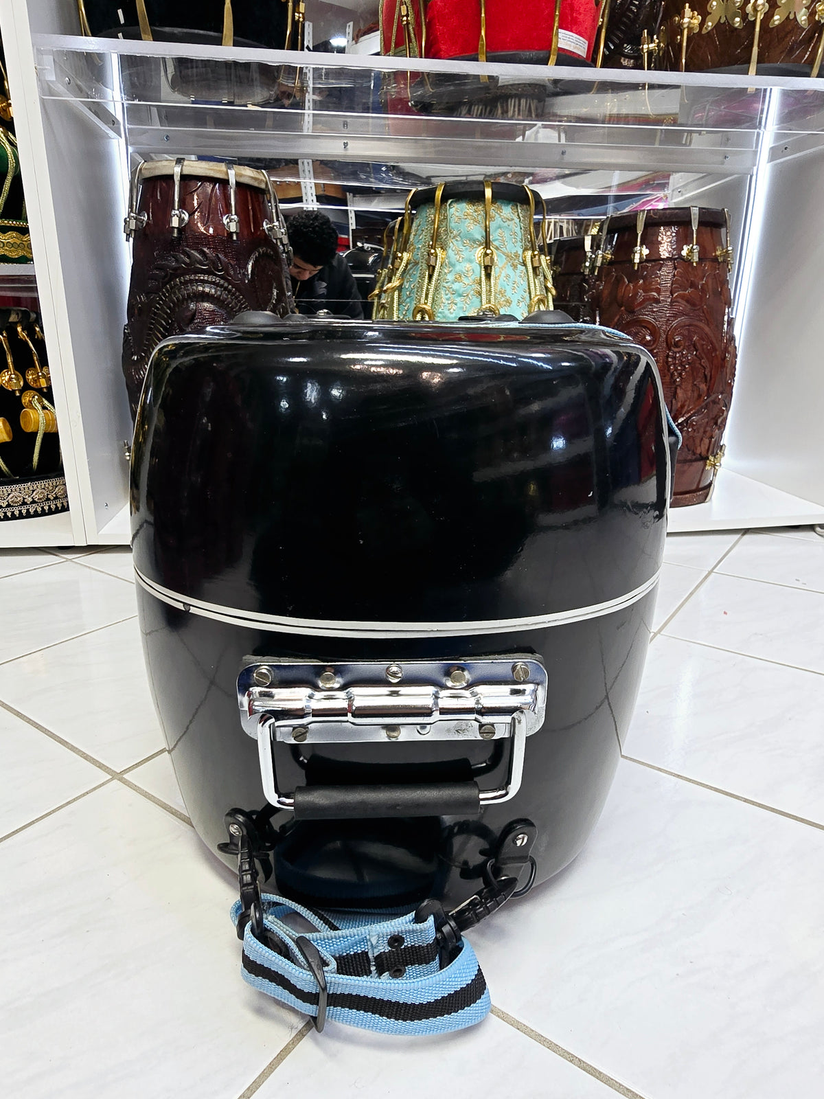 Midnight Aegis Standard Tabla Case – Single Lock, Reinforced Handles & Padded Interior *Minor Cosmetic Defects* - Sangeet Store