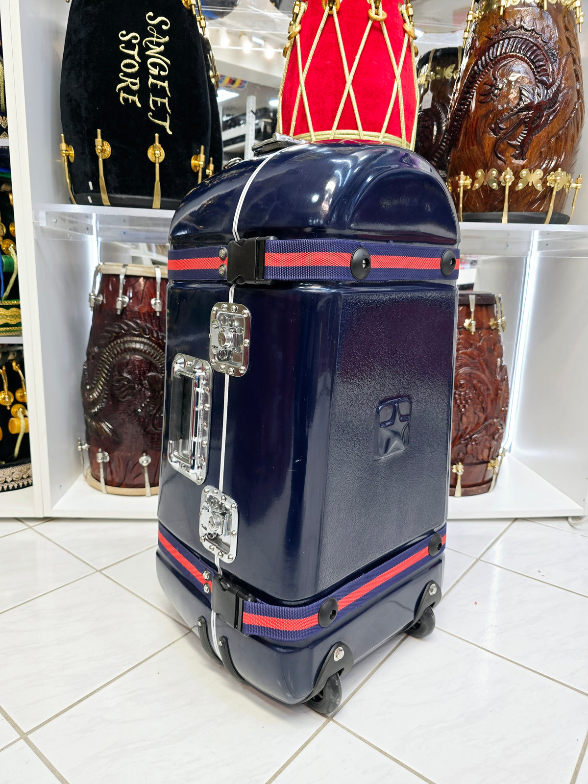 Azure Shield Standard Tabla Case – Dual Locks, Twin Buckles & Premium Protection *Minor Cosmetic Defects * - Sangeet Store