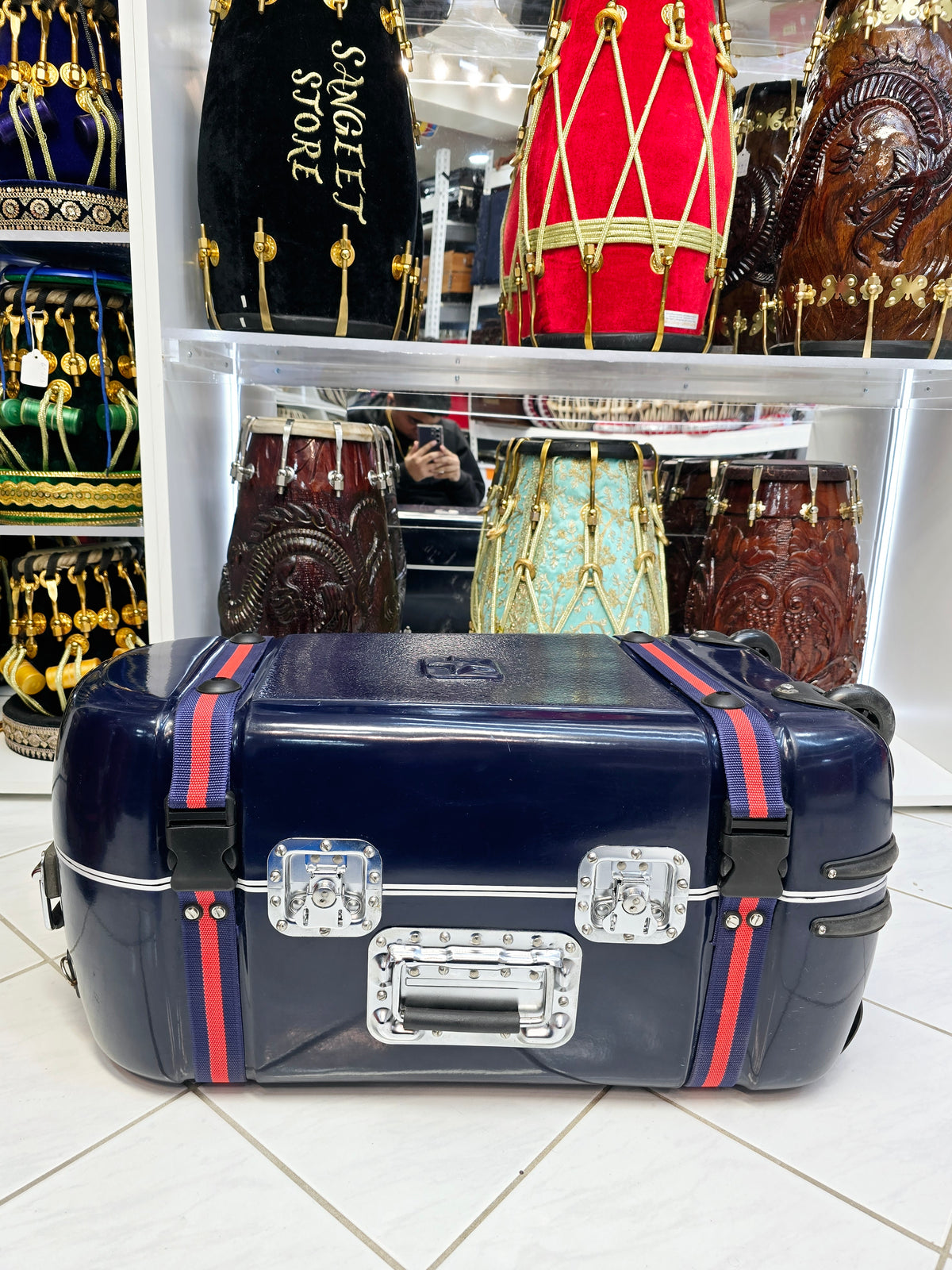 Azure Shield Standard Tabla Case – Dual Locks, Twin Buckles & Premium Protection *Minor Cosmetic Defects * - Sangeet Store