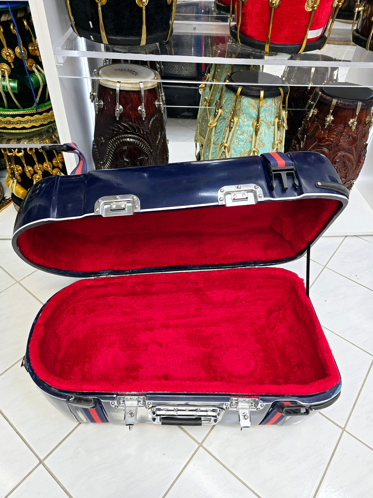 Azure Shield Standard Tabla Case – Dual Locks, Twin Buckles & Premium Protection *Minor Cosmetic Defects * - Sangeet Store