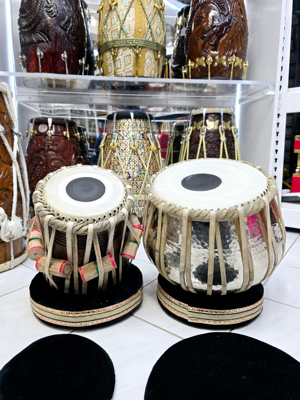 Harmony Unveiled: 5.75" D/D# Red Sheesham Dayan with Minor Cosmetic Defects+ 9.25" Silver Copper Bayan - Bharat Kakade Tabla Set