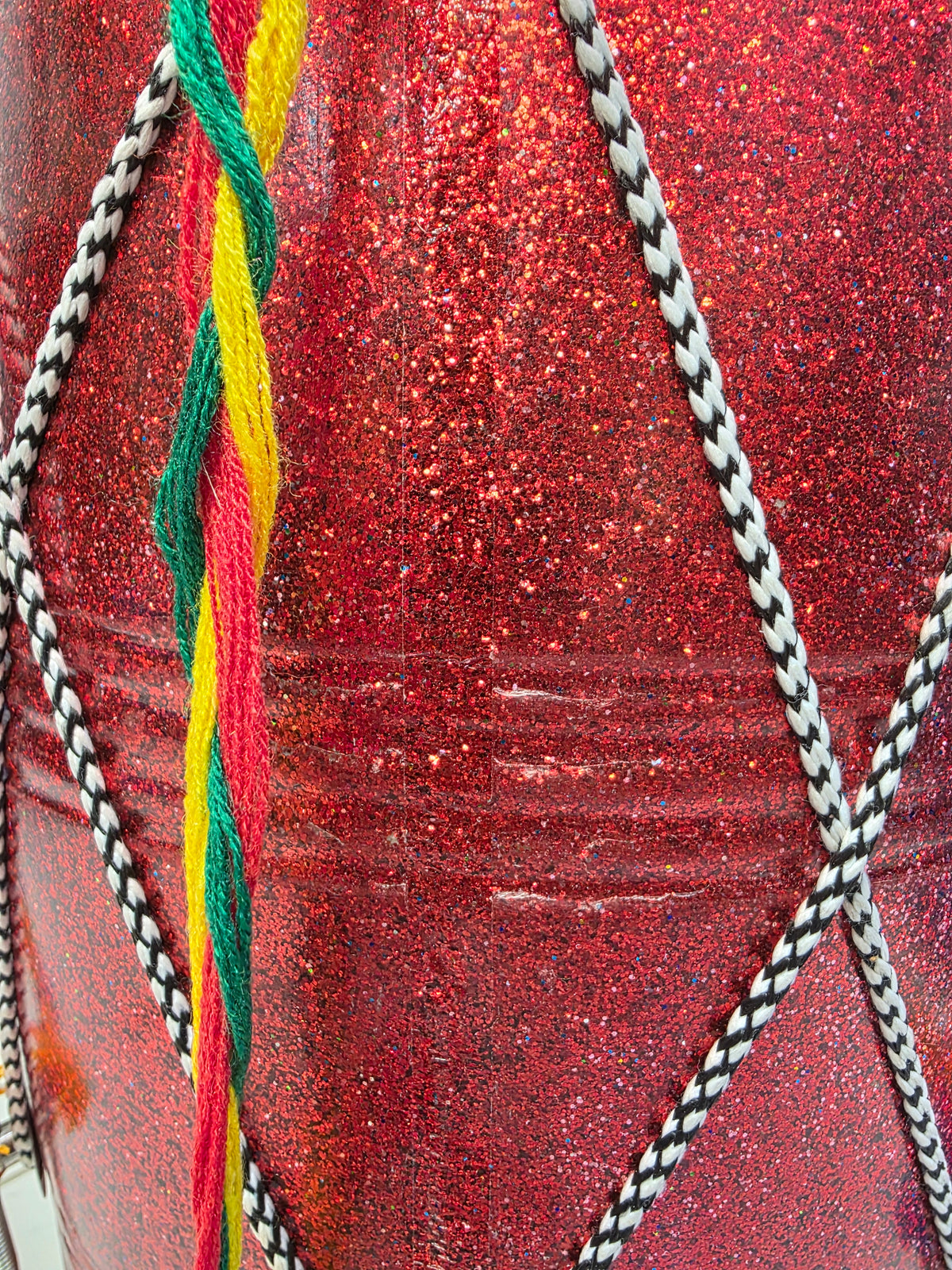 Crimson Thunder Lite – Compact 17.5" Glitter Red Fiberglass Punjabi Dhol *Minor Cosmetic Defect*