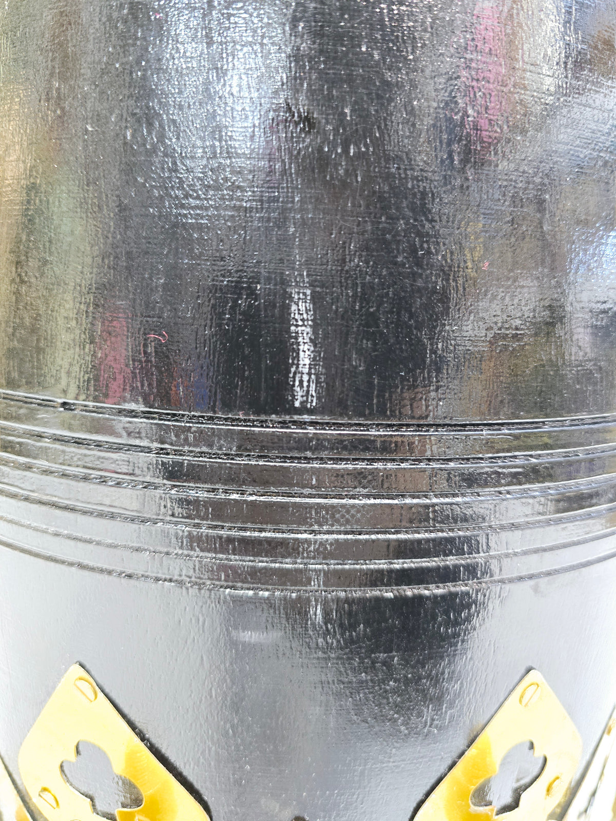 Raga Raj 14.2lbs Professional Red Sheesham Dholak – Black Painted, Golden Coated Accessories, Black Skins *Minor Cosmetic Defects