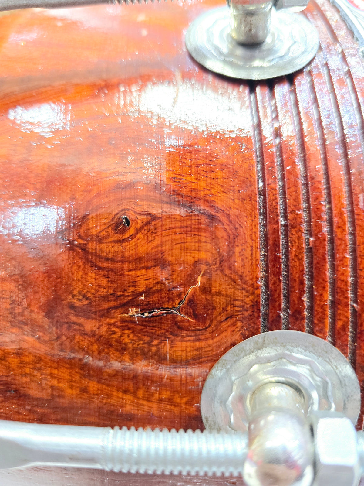 For Rent ONLY *Contact Us on WhatsApp*: Raga Dhvani™ – 12.4 lbs Traditional Sheesham Dholak with Natural Finish, Minor Cosmetic Defects & Small External Surface Cracks