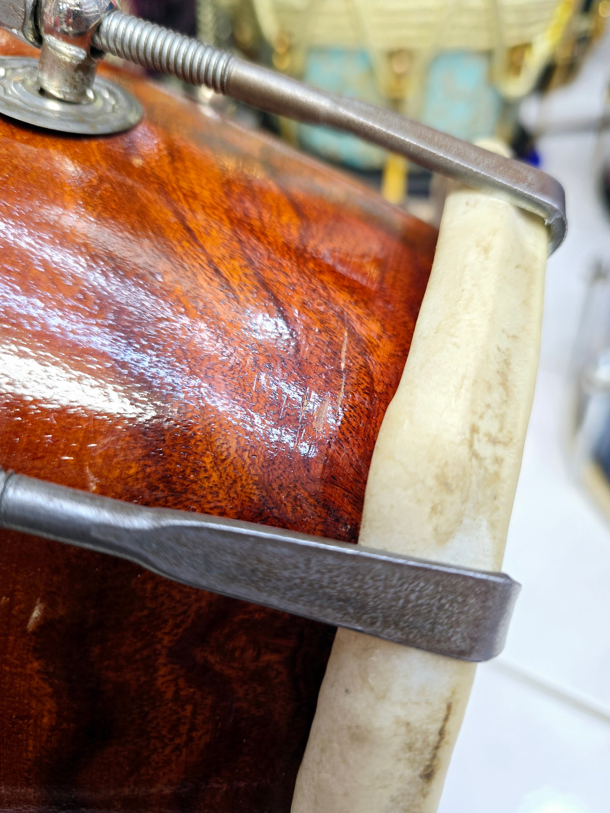 For Rent ONLY *Contact Us on WhatsApp*: Raga Dhvani™ – 12.4 lbs Traditional Sheesham Dholak with Natural Finish, Minor Cosmetic Defects & Small External Surface Cracks
