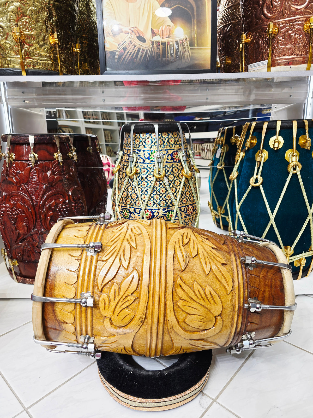 Devin Legacy Carve – Devin's Former Personal Studio Toned Dholak *Rare Rosewood* - Sangeet Store
