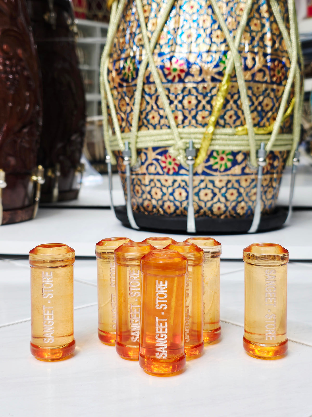 Light-Orange Dayan Ghattas (8-Piece Set) - Sangeet Store