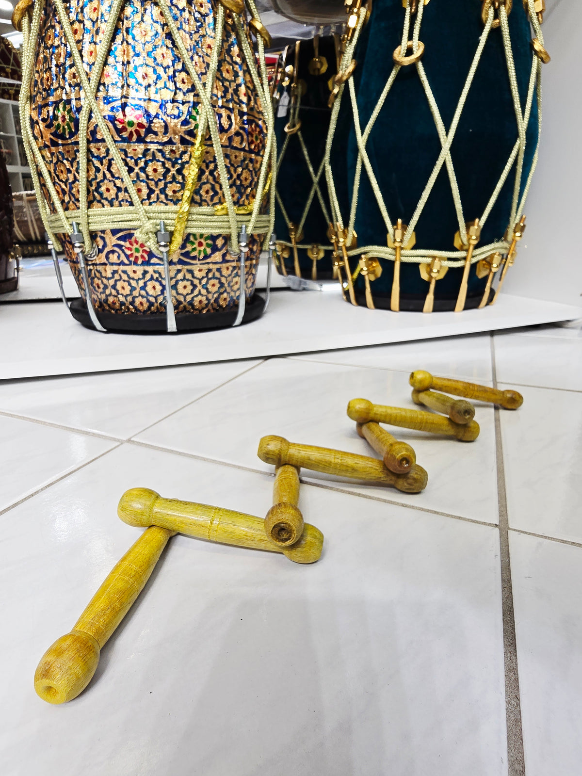 Yellow Wooden Bayan Ghattas (8 Piece Set) - Sangeet Store