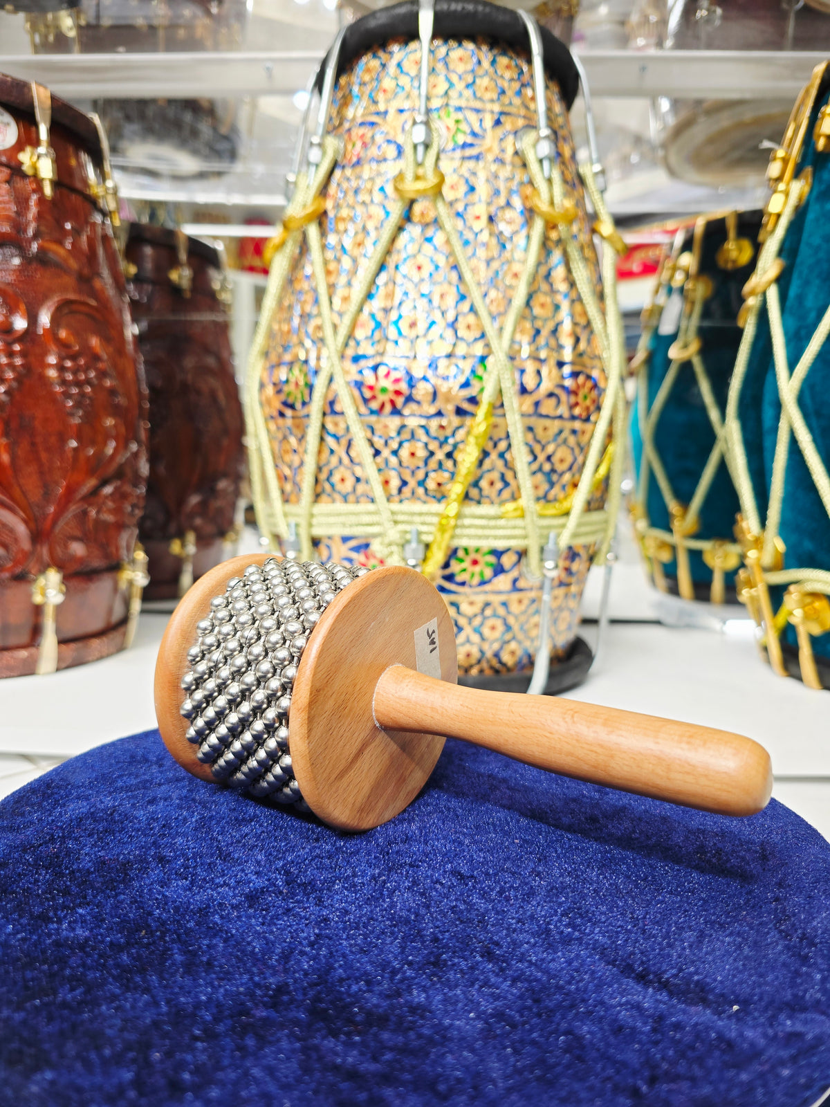 GrooveSpire – Wooden Handle Cabasa with Chrome Beads - Sangeet Store