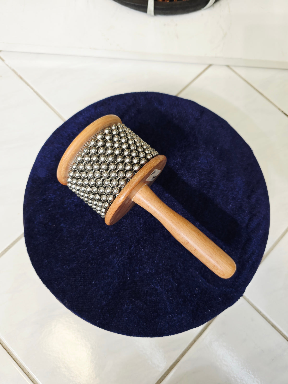 GrooveSpire – Wooden Handle Cabasa with Chrome Beads - Sangeet Store