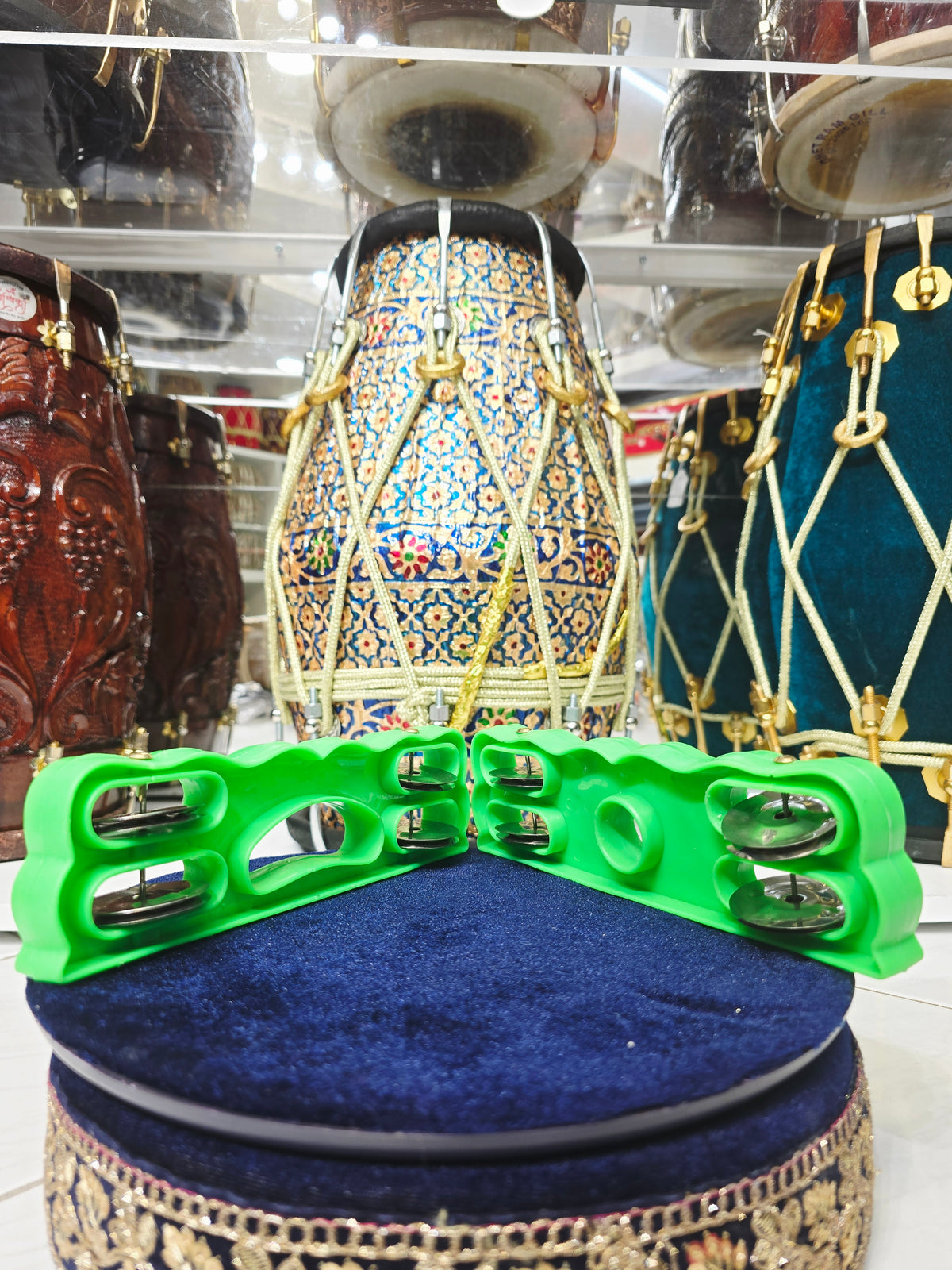 Naad Clap – Devotional Hand Khartaal Set (Green Plastic)