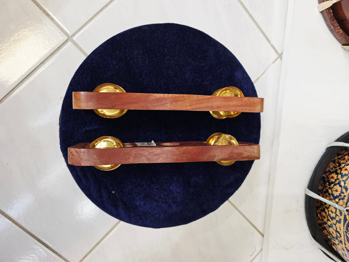 Naad Bindu – Sculpted Wooden Hand Khartaal with Metal Bands &
Minor Imperfection: One band not fully flush