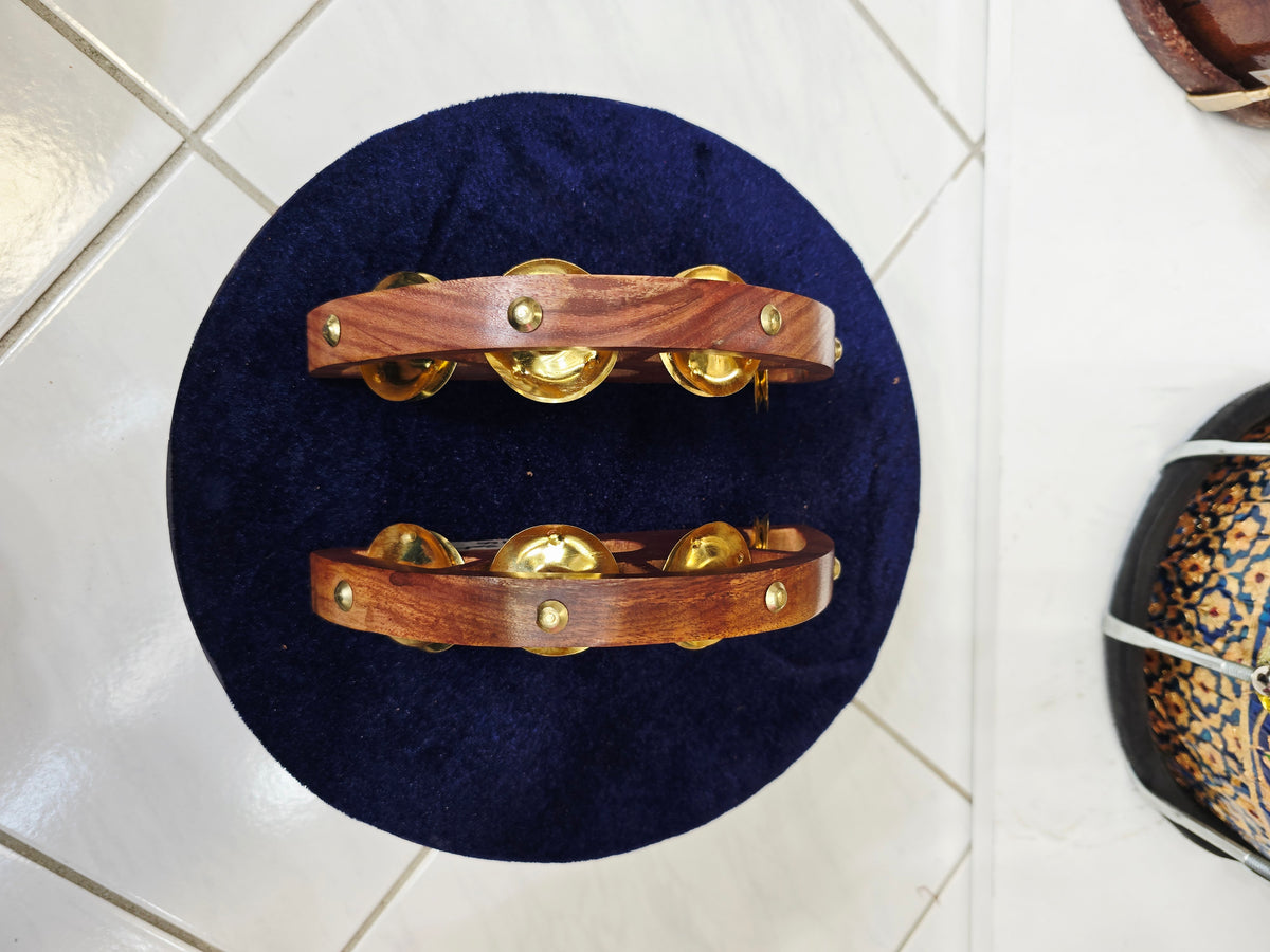 Naad Kriti – Half-Moon Wooden Khartaal (Brass Zills, Minor Cosmetic Imperfections)