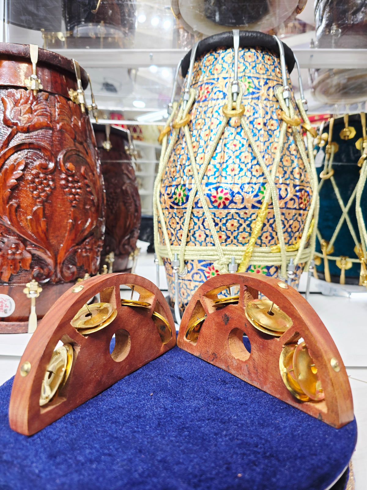 Naad Kriti – Half-Moon Wooden Khartaal (Brass Zills, Minor Cosmetic Imperfections)