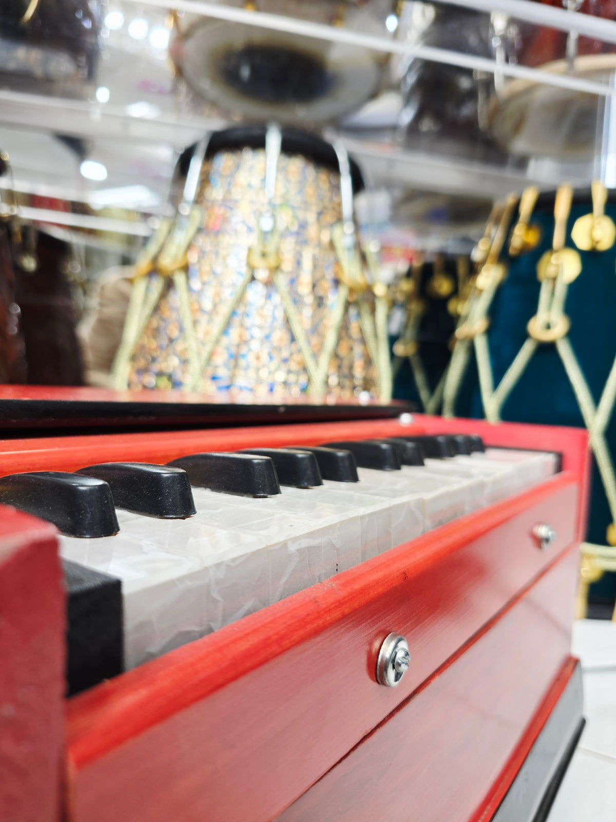 Sunset Serenade: Red-Orange Toddler Harmonium *Cosmetic Defects + Space between keys - Sangeet Store