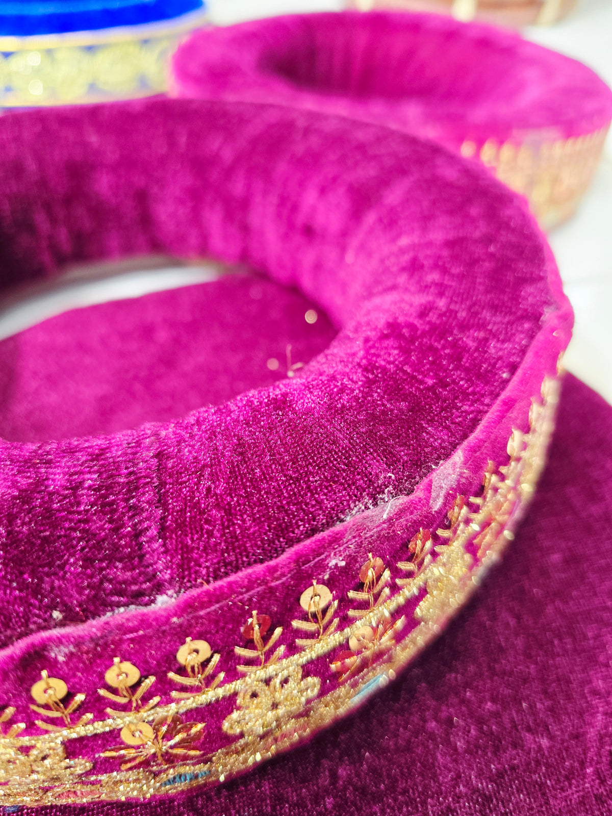 AmritRaga – Maroon Velvet Tabla Ring & Cover Set with Multicolor Embroidery - Sangeet Store