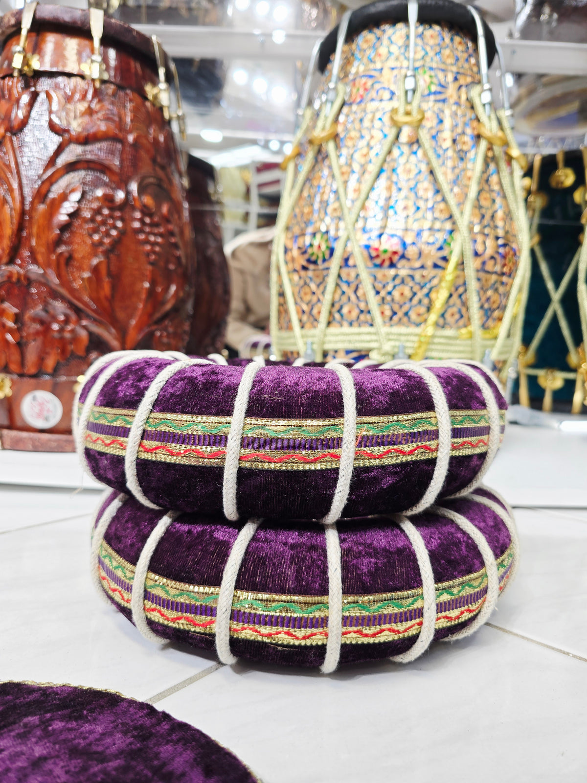 Raag Myst – Purple Velvet Tabla Ring & Cover Set (Minor Cosmetic Defects) - Sangeet Store