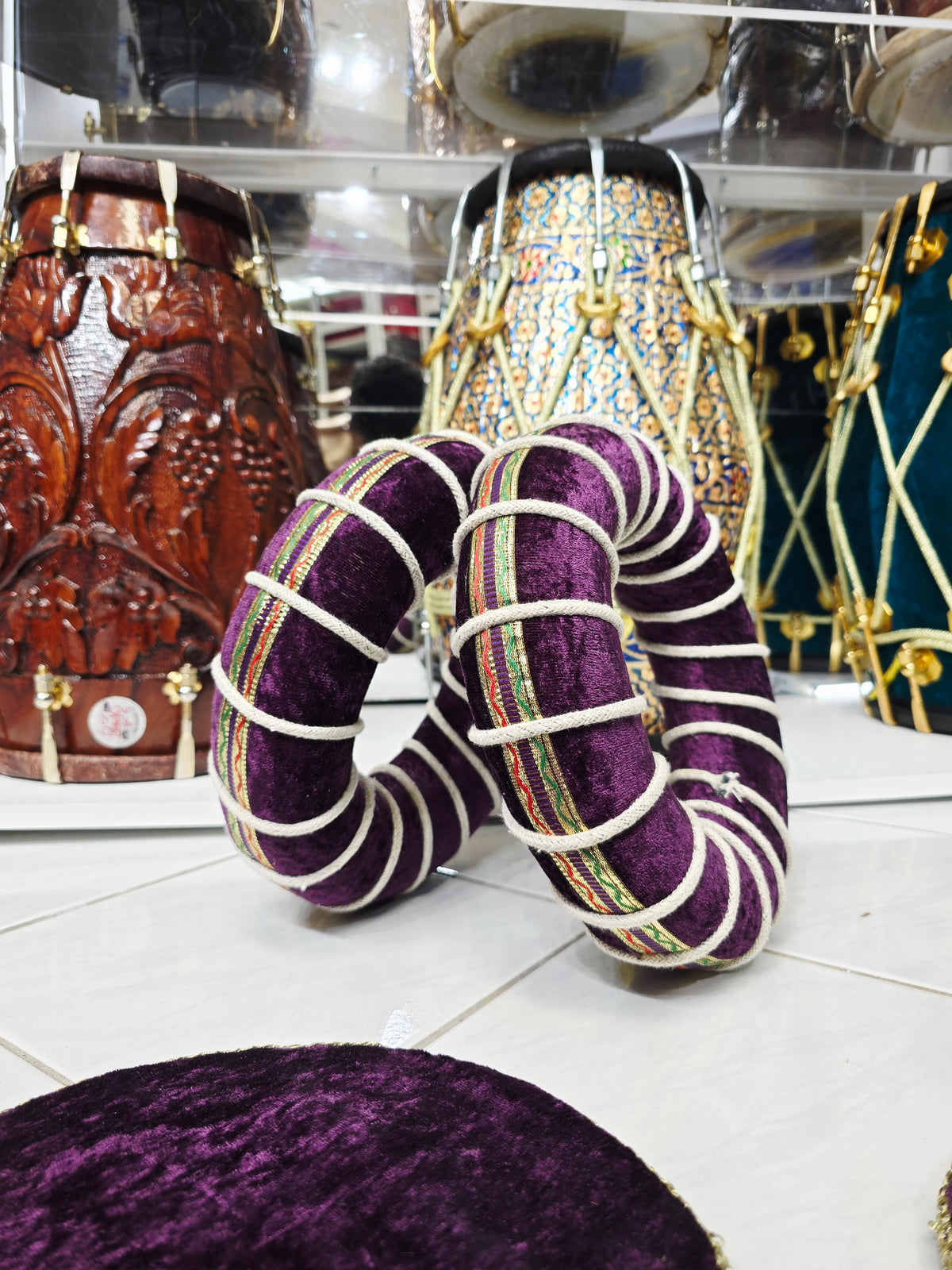 Raag Myst – Purple Velvet Tabla Ring & Cover Set (Minor Cosmetic Defects) - Sangeet Store