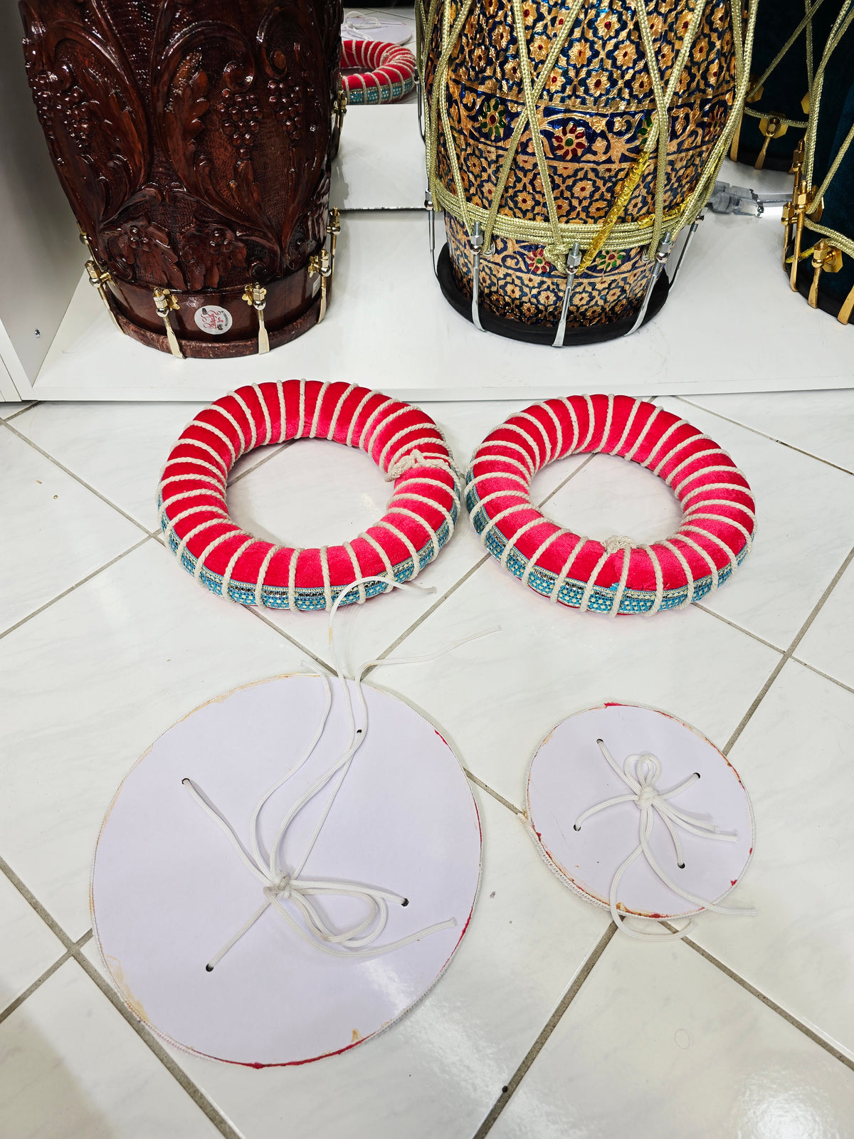 LalGoonj – Bright Red Tabla Ring & Cover Set (Minor Cosmetic Defects) - Sangeet Store