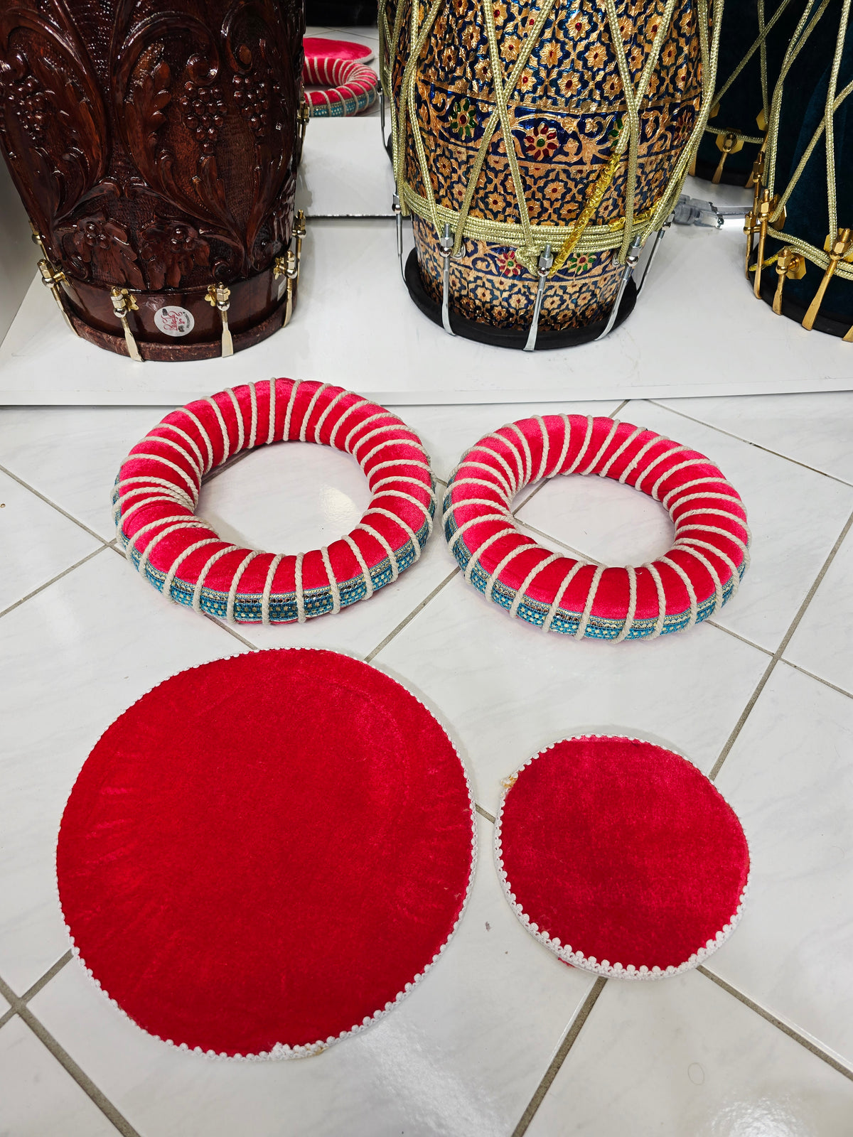 LalGoonj – Bright Red Tabla Ring & Cover Set (Minor Cosmetic Defects) - Sangeet Store
