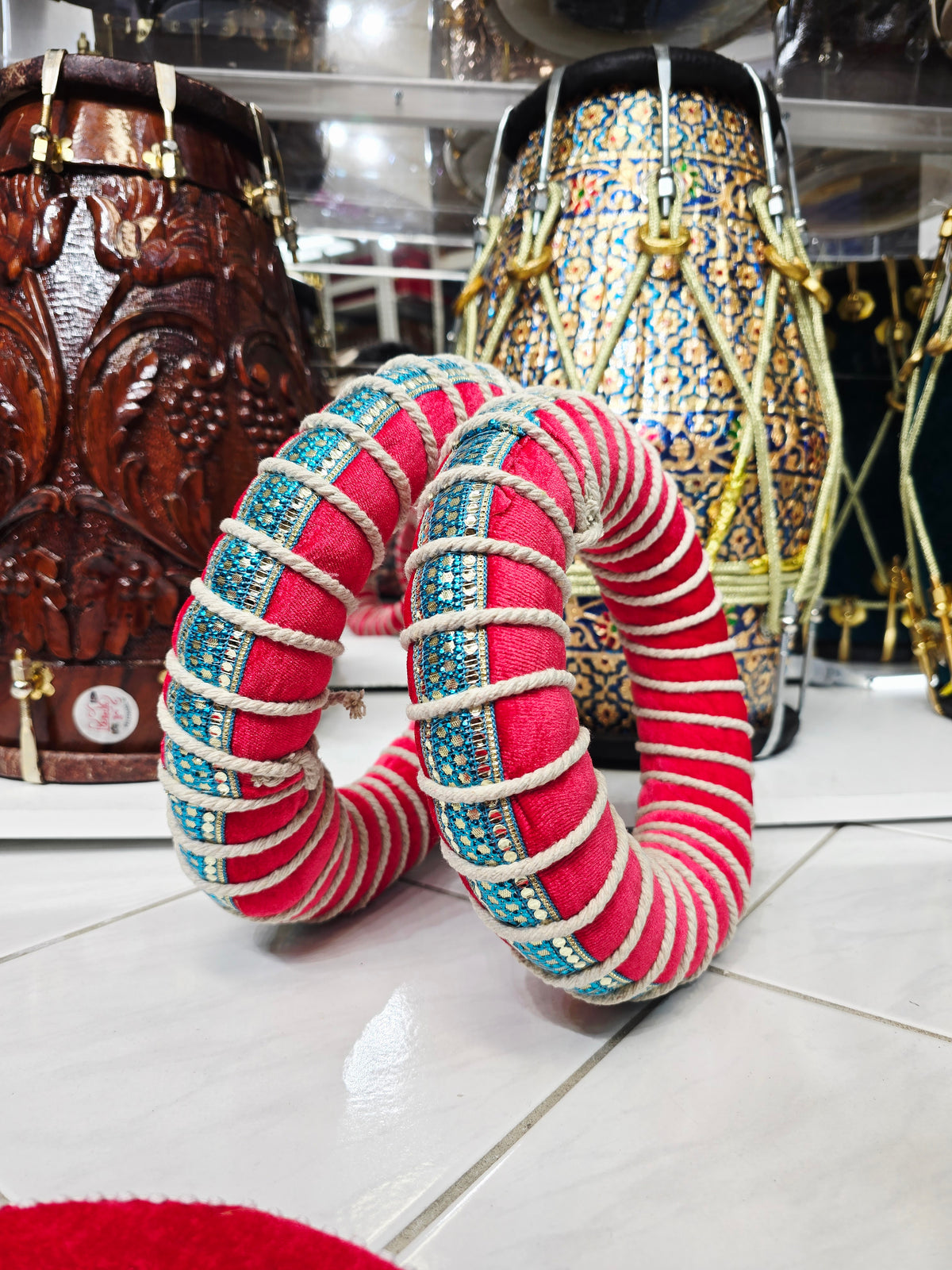 LalGoonj – Bright Red Tabla Ring & Cover Set (Minor Cosmetic Defects) - Sangeet Store