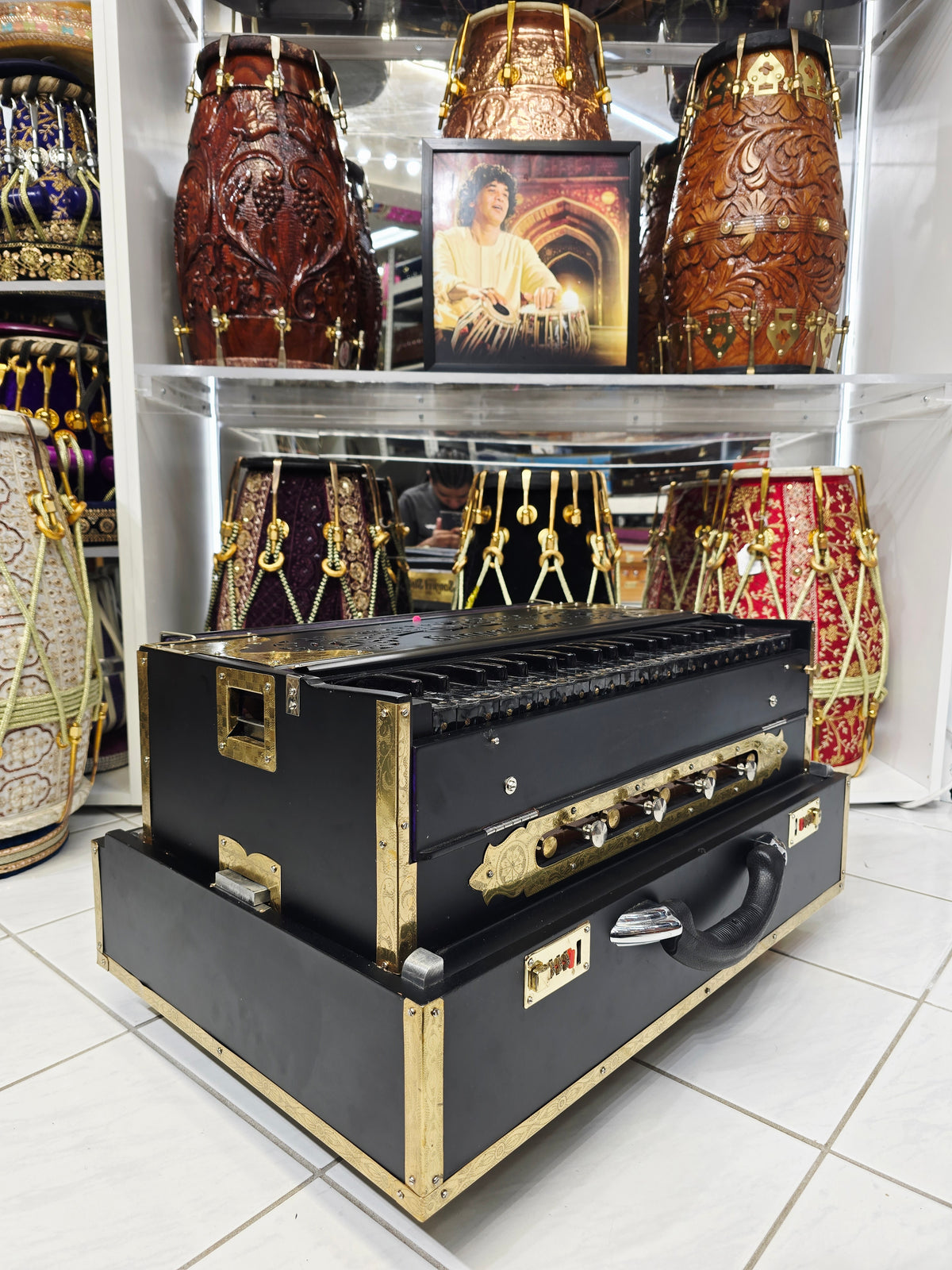 Midnight Raag | 42-Key 3-Reed BMF Matte Black Non-Scale Changer Harmonium with Black German Keys *Weak Sustain, Mediocre Sound*