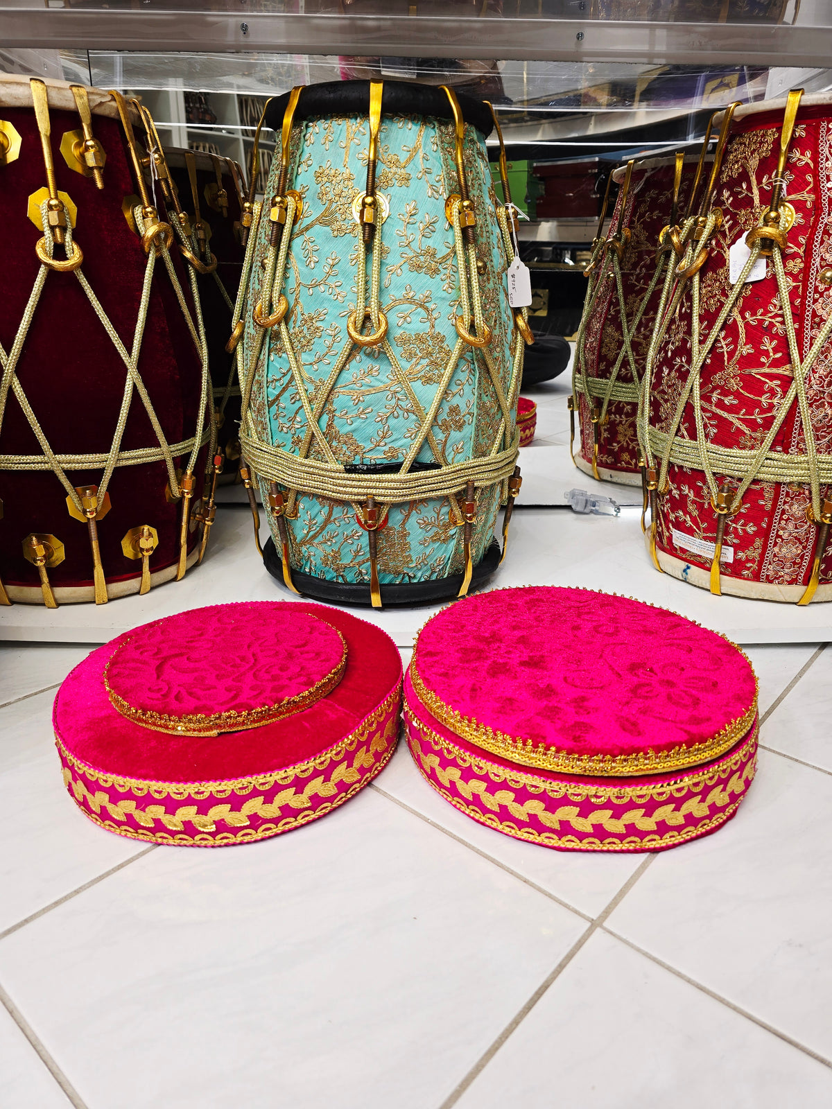 Rajkumari Rose Tabla Rings & Covers Set *Very Minor Cosmetic Blemishes - Sangeet Store