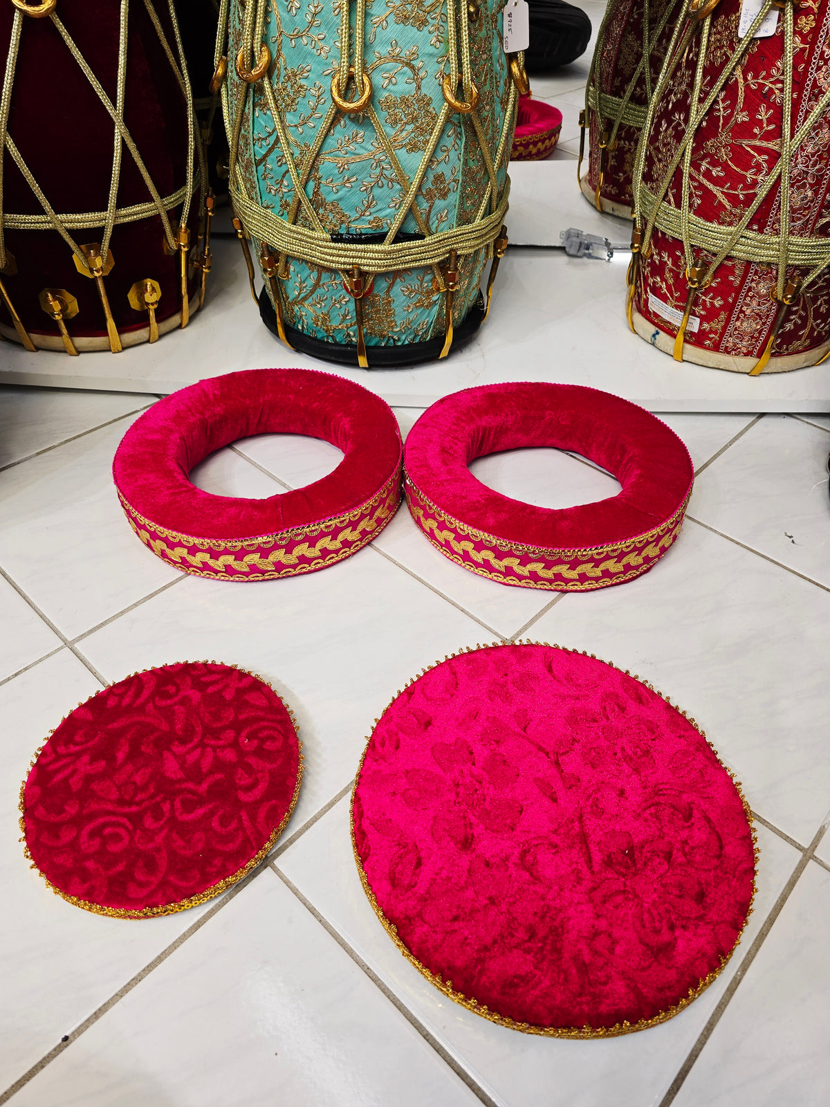 Rajkumari Rose Tabla Rings & Covers Set *Very Minor Cosmetic Blemishes - Sangeet Store