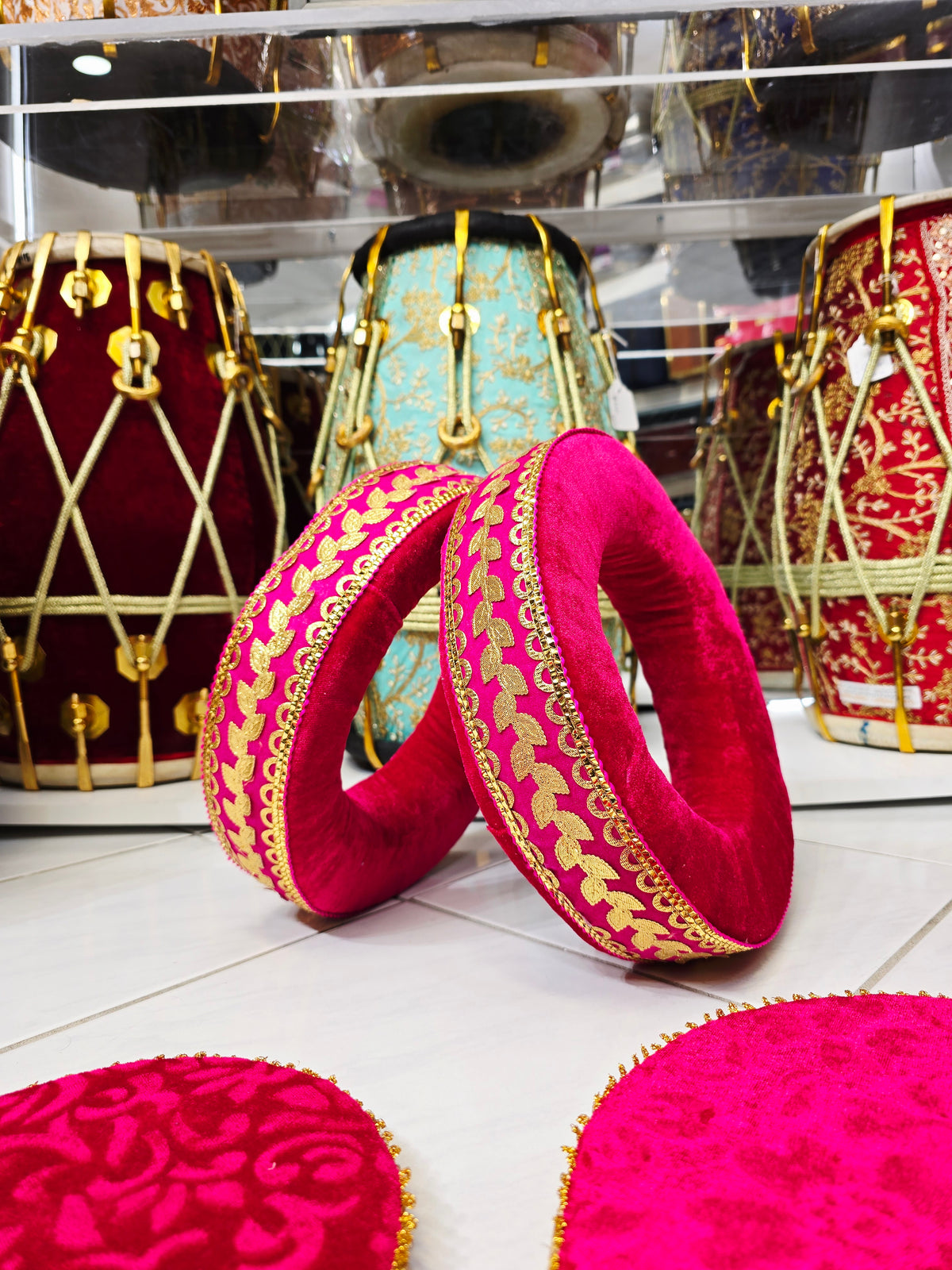 Rajkumari Rose Tabla Rings & Covers Set *Very Minor Cosmetic Blemishes - Sangeet Store