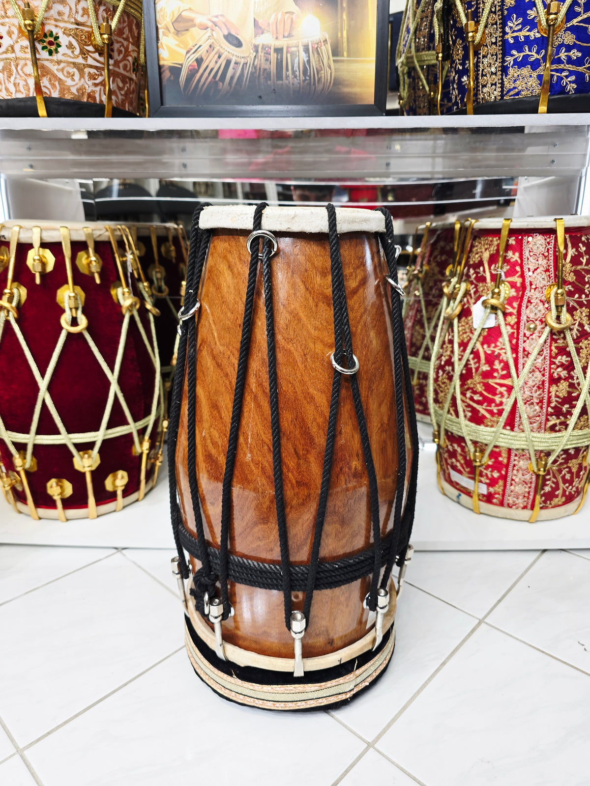 Duality Echo — 13 lbs Red Sheesham Hybrid Chetram Gill Dholak (Half-Bolted, Half-Roped) Cosmetic Defects