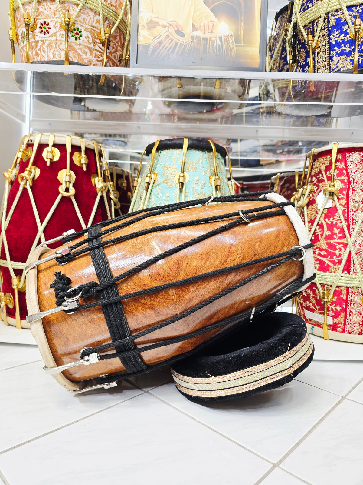 Duality Echo — 13 lbs Red Sheesham Hybrid Chetram Gill Dholak (Half-Bolted, Half-Roped) Cosmetic Defects