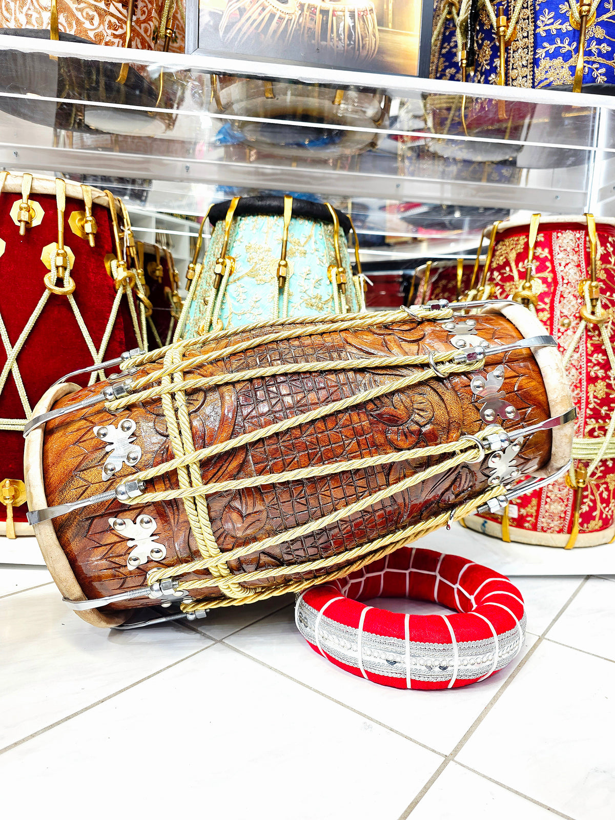 Naad Sutra — 20" Long, 14 lbs Studio-Toned Chetram Gill Encarved Dholak