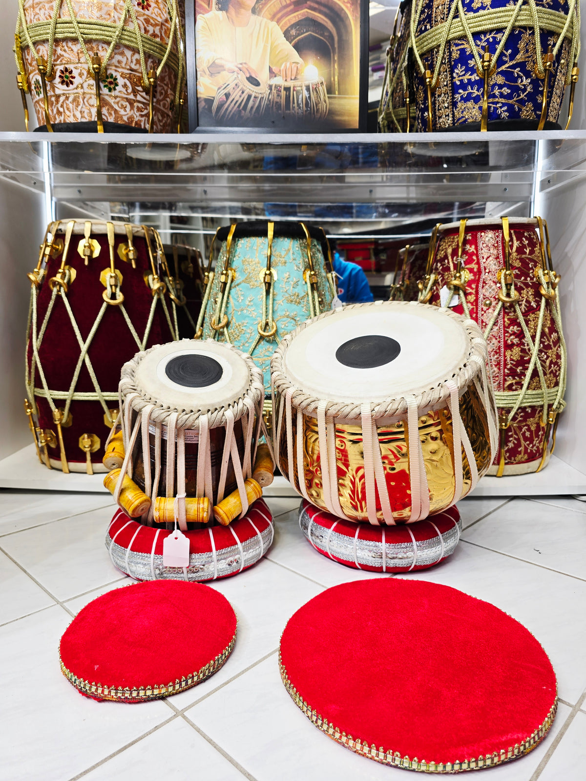 Svarn Naad — 5.5" D#/E Red Sheesham Dayan + 9.25" 3kg Golden Brass Bayan Tabla Set