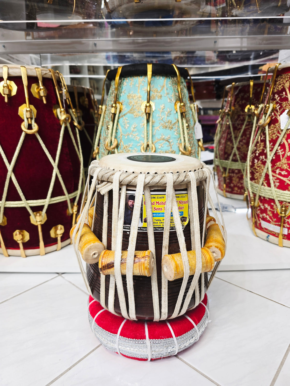 Sharif Riyaz — 6.5" C#/D Red Sheesham Dayan | Large Size Practice Tabla (Mediocre Sound) *Minor Cosmetic External Crack