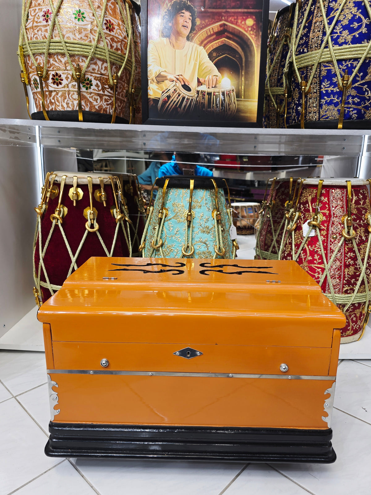 Saffron Symphony: Compact Orange 32 Key Semi-Pro Boxed Harmonium with Coupler (Without Stoppers) *Very Minor Cosmetic Blemishes