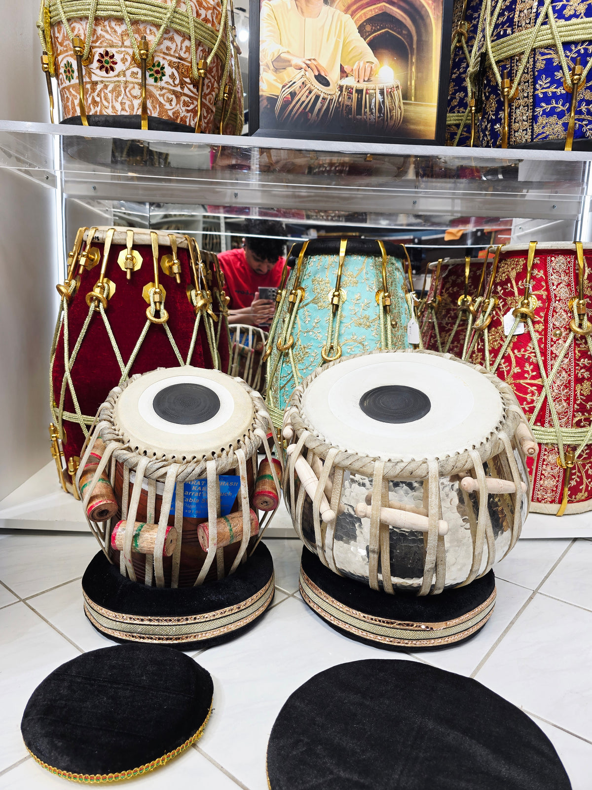 SvarNadi – Bharat Kakade Tabla Set | 9" Silver Copper Bayan & 6" Red Sheesham B/C/C# Dayan *Exceptional Sound*