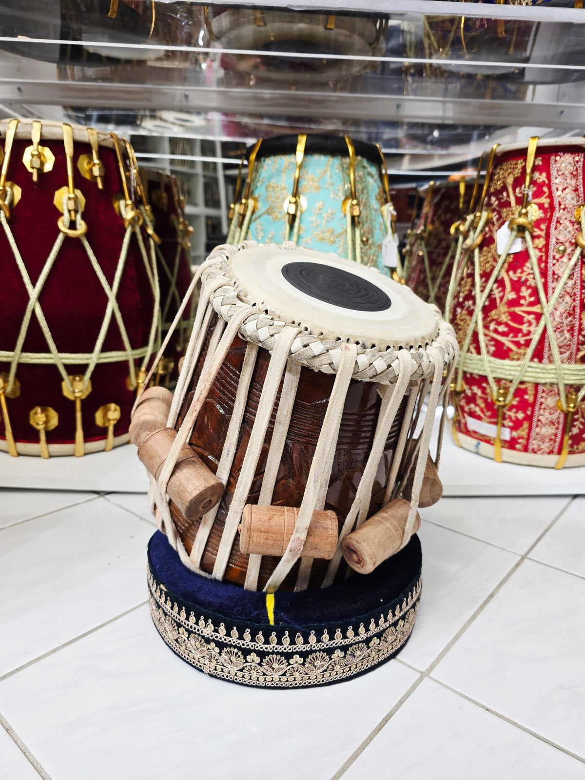 Suryaantar | 7" D/D#/E Iqbal Red Sheesham Jori Dayan *Very Minor Cosmetic Defects on Straps *Slightly Buzzing