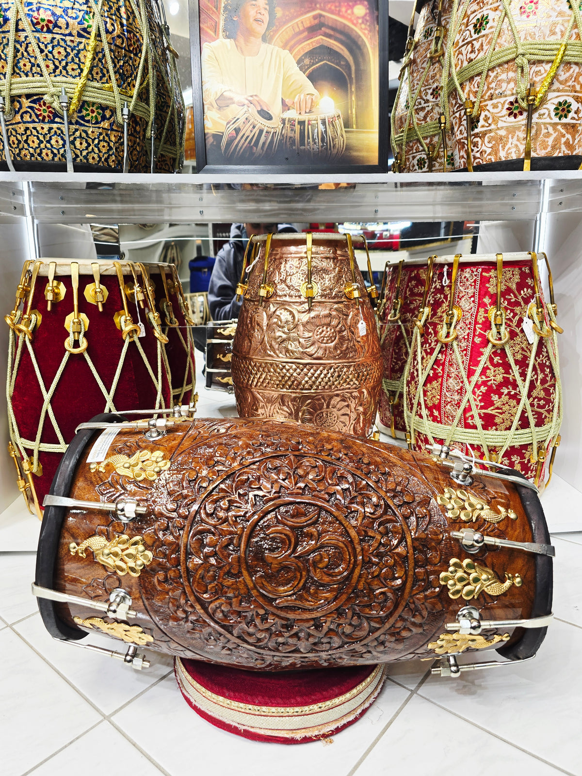 Divine Om Dholak – Custom Engraved for Alex
|
Red Sheesham Wood | Chetram Gill Build | Gold Hardware - Sangeet Store