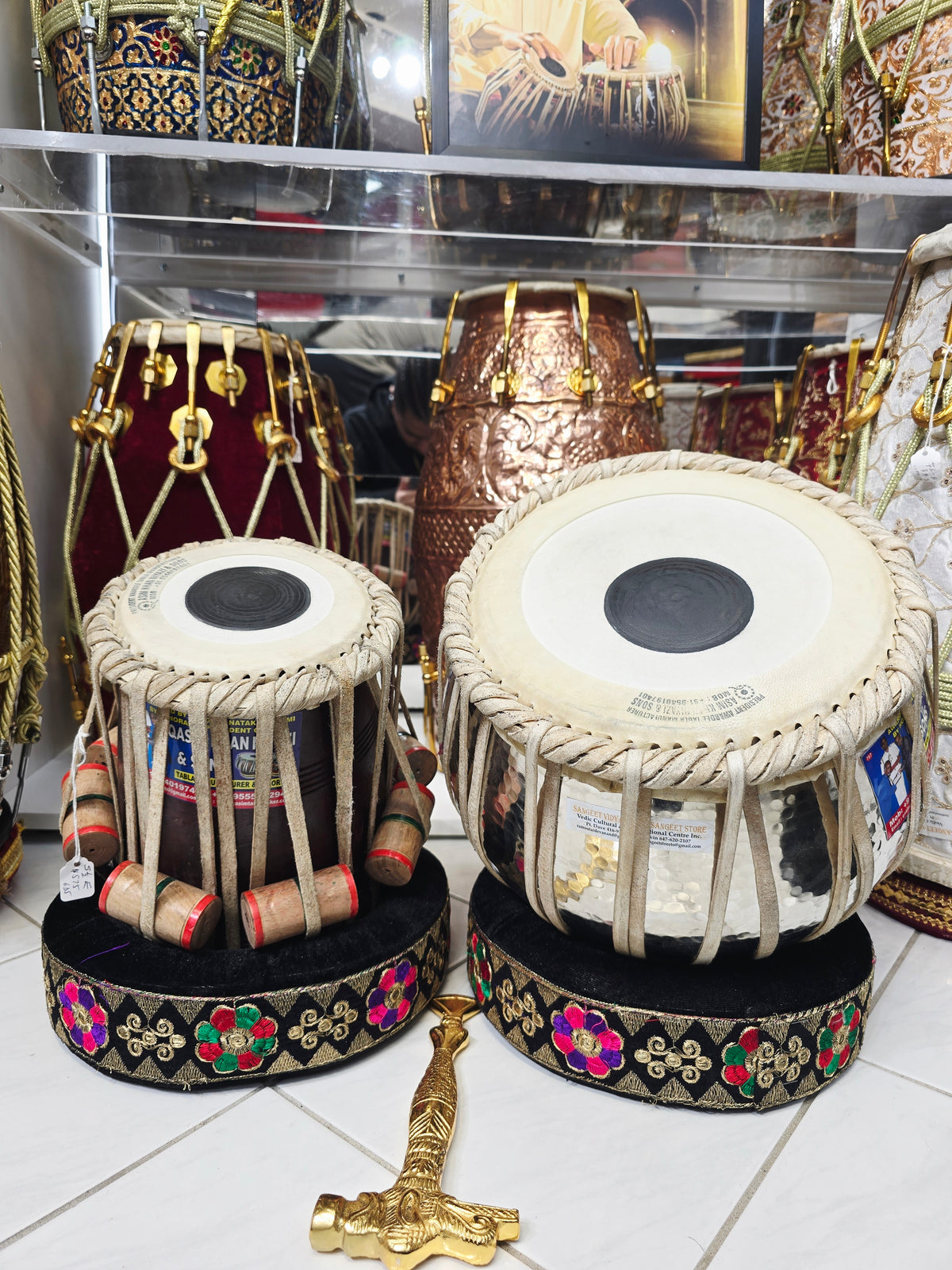 Qasim Surya Alloy Tabla Set – 5.5" D#/E Red Sheesham Dayan + 9.25" 3.7kg Silver Copper Bayan
