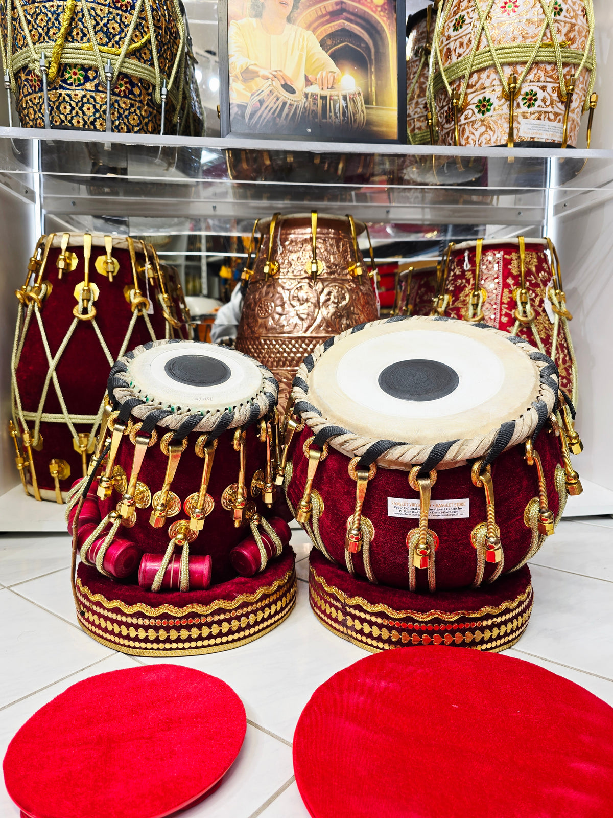 Velvet SuryaFlare | 5.5" D#/E Red Sheesham Dayan + 9.25" Copper Bayan