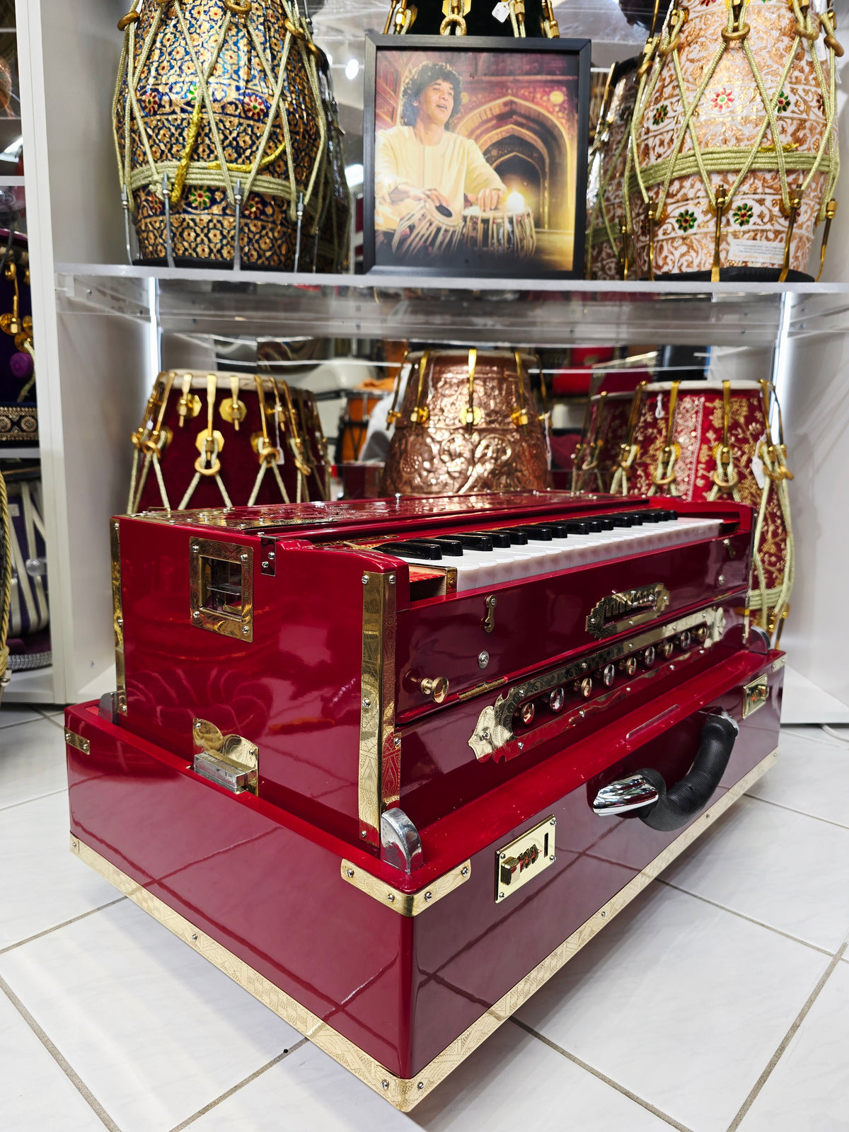 SSNM Crimson Monarch | 3-Reed BMF Custom Scale Changer Harmonium – Glossy Red