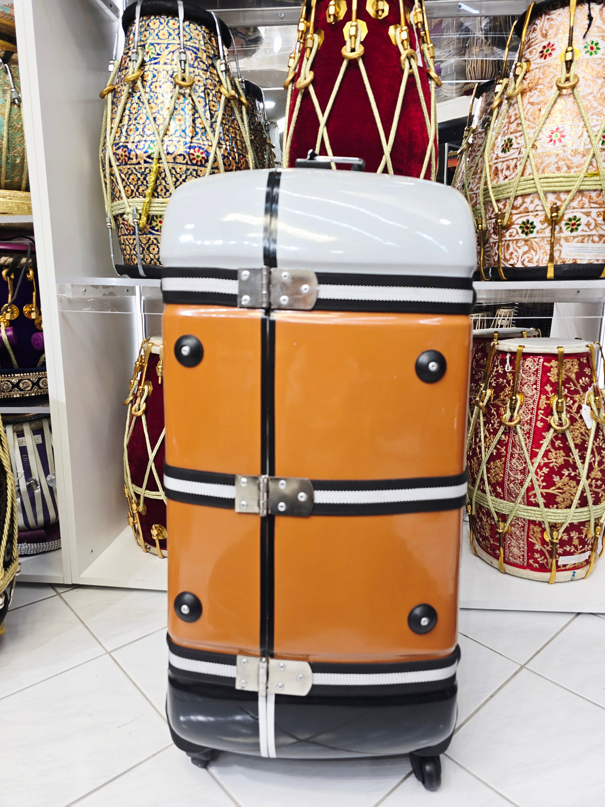 TriTone Voyager | Grey–Brown–Black Tabla/Dholak Travel Case – 360° Wheels *Minor Cosmetic Defects - Sangeet Store