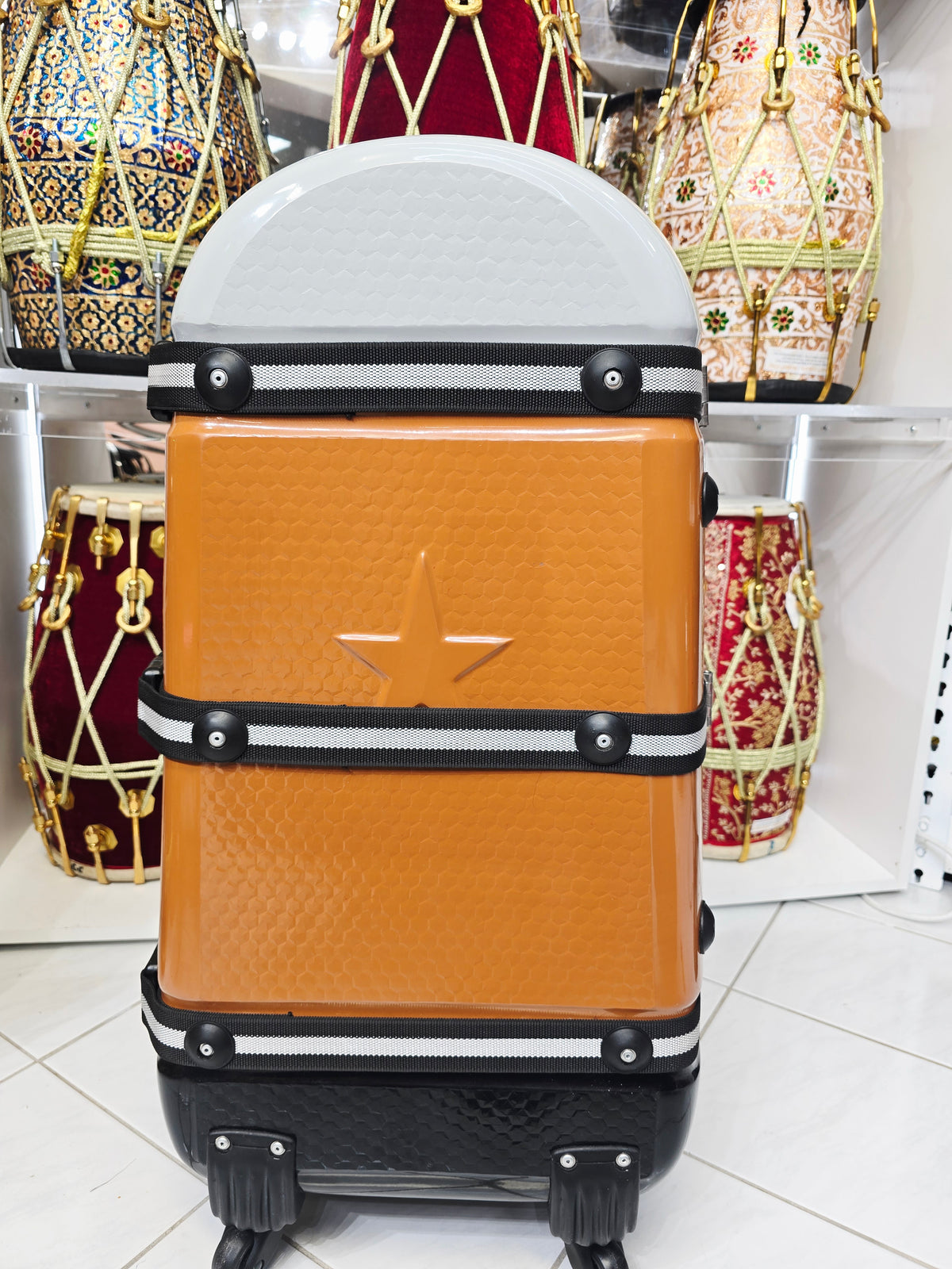 TriTone Voyager | Grey–Brown–Black Tabla/Dholak Travel Case – 360° Wheels *Minor Cosmetic Defects - Sangeet Store
