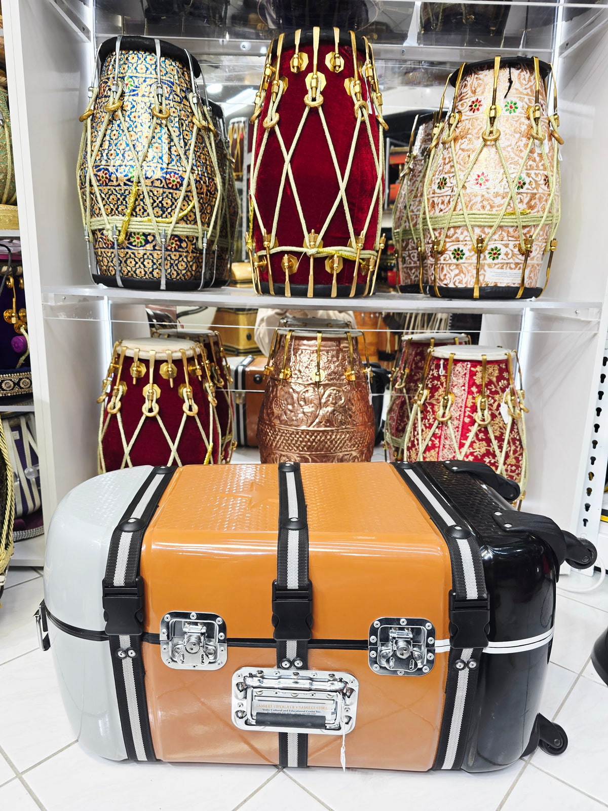 TriTone Voyager | Grey–Brown–Black Tabla/Dholak Travel Case – 360° Wheels *Minor Cosmetic Defects - Sangeet Store